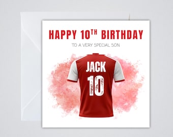 Arsenal Football Shirt Birthday Card | Premier League Personalised Card | Football Fan Birthday Card | 6x6 Card | Any Age or Relation
