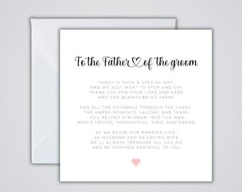 Personalised Father of the Groom Card | Wedding Day Card for Dad | Groom to Dad Poem Card | Sentimental Wedding Card | 6x6 Greeting Card