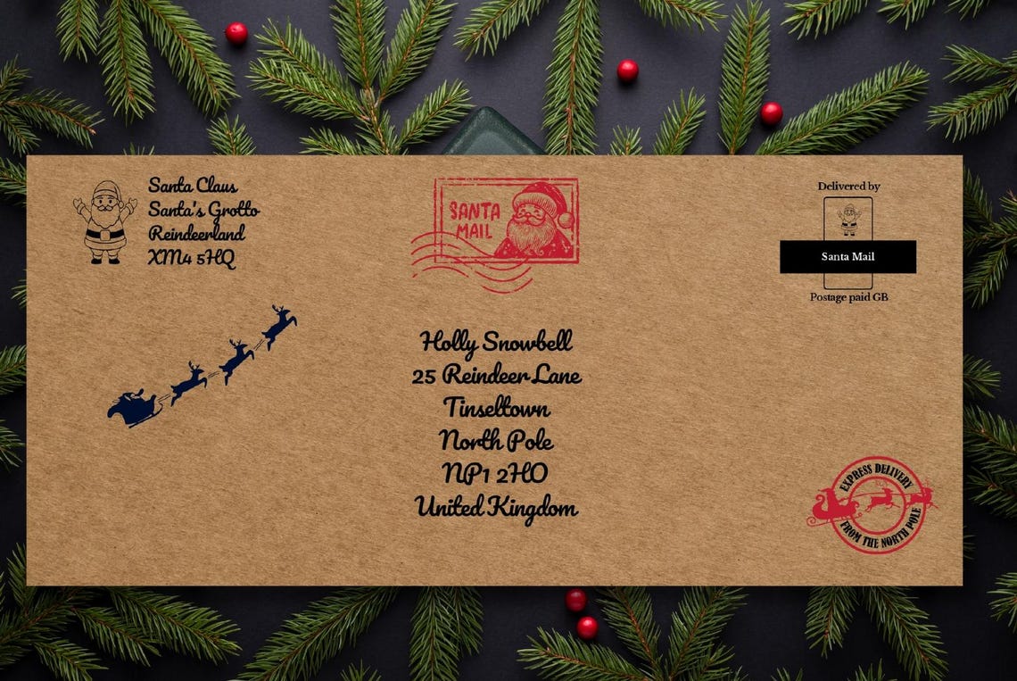 Editable Letter From Santa Envelope Template | Printable North Pole ...