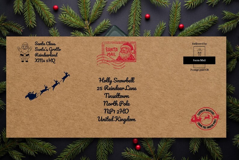 Editable Letter From Santa Envelope Template Printable North Pole Mail