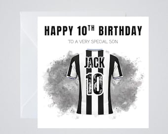 Newcastle Football Shirt Birthday Card | Premier League Personalised Card | Football Fan Birthday Card | 6x6 Card | Any Age or Relation