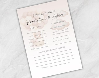 Hot Air Balloon Predictions and Advice Card | Printable Baby Shower Activity | Printed A5 | Neutral, Pink or Blue | Baby Shower Games