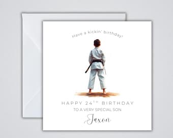 Personalised Karate Judo Martial Arts Birthday Card | 6x6 Card | Any Age or Relation | For a Karate Kid | For Son Husband Dad