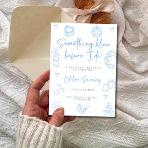 Something Blue Before I Do Hen Party Itinerary | Personalised Hen Weekend Schedule | Hen Do Itinerary Card | A6, A5, A4 | Birthday Itinerary
