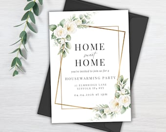 Home Sweet Home Housewarming Einladung | Neues Haus Einladung Vorlage | Bearbeitbar auf Canva Housewarming Party Invite | Sofort Download