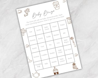 A Baby Is Brewing Baby Bingo Baby Shower Game | Print Baby Shower Activity | Printed A5 | Coffee Baby Theme | Baby Shower Game | 40 Words
