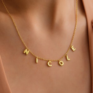 Bubble Letter Necklace • Custom Bubble Name Necklace •  Personalized 3D Letter Necklace • Balloon Necklace • Gift for Her • Mothers Day Gift