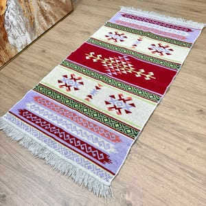 2x5 Modern Vintage Kilim, Striped Rug, Turkish Runner, Handwoven Runner, Wool Rug, Home Decoration, Oushak Runner, Hallway Runner, Pastel