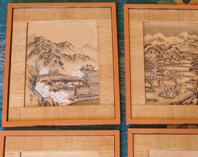 4 Vintage Original Japanese Paintings of 4 Seasons Etsy