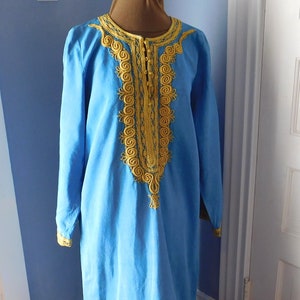 Vintage Sky Blue and Gold Embroidered Caftan Size Small to - Etsy