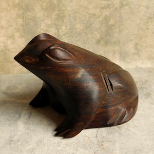 Vintage Hand-Carved Ironwood Folk Art Frog / Toad Figurine - Naturalistic - 6 Inches Long - OOAK Original Carving - Free US Shipping