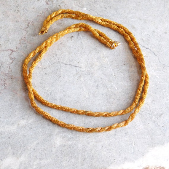 Vintage Mid-Century Goldtone Mesh Twisted Rope Ne… - image 2