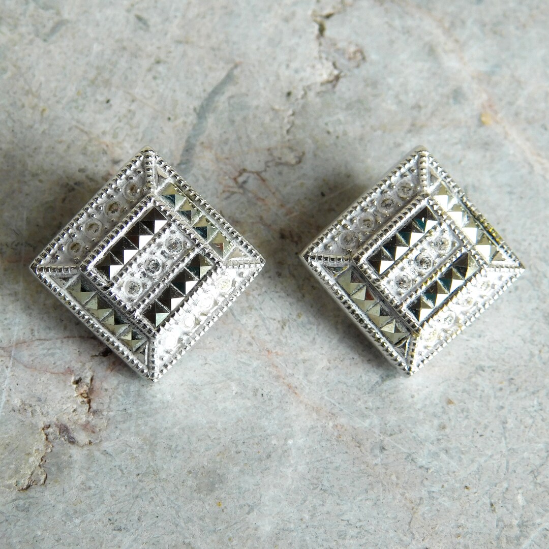 925 Sterling Silver Vintage Judith Jack Marcasite Gem
