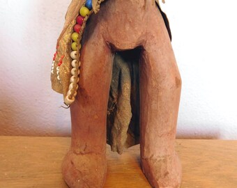 ヴィンテージ 手彫り アフリカ ケニア / トゥルカナ族 女性 母親 人形