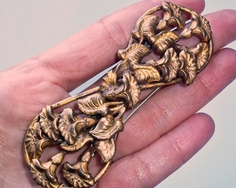 Broche Art nouveau en laiton vintage / épingle à ceinture - épingle en filigrane en laiton - gloire du matin - bijoux tchèques - broche bohème - livraison gratuite aux États-Unis