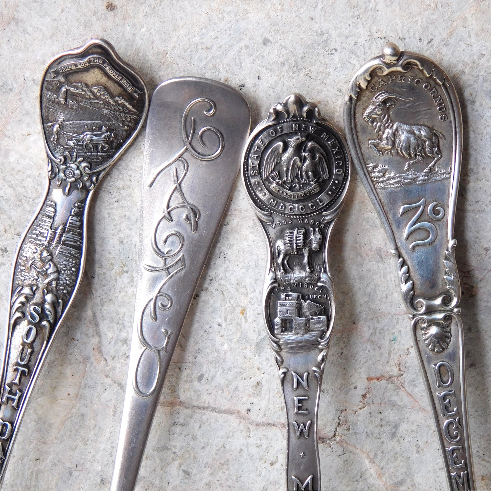 4 Antique Sterling Silver Souvenir/Novelty Spoons and Forks Etsy