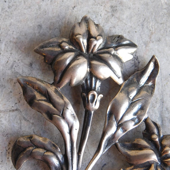 Vintage Sterling Silver Danecraft Floral Brooch -… - image 3