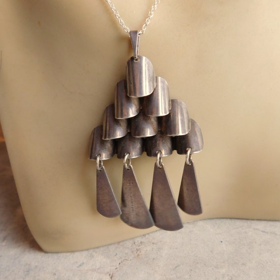 Vintage Signed David Andersen Sterling Silver Pendant Necklace 