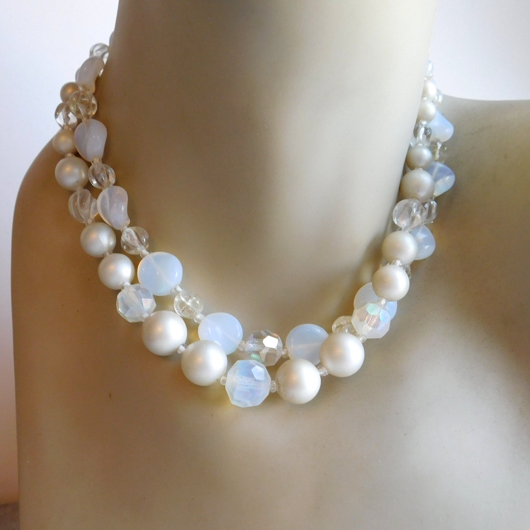 Vintage Ivory Faux Pearl and Cloudy White Art Glass - Etsy