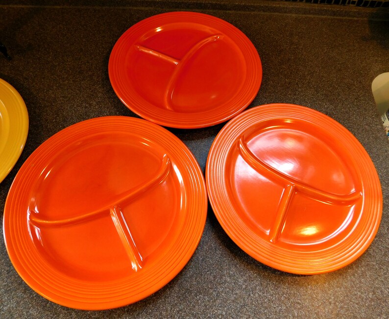 One Vintage OLD Fiestaware Divided Compartment Plate Etsy