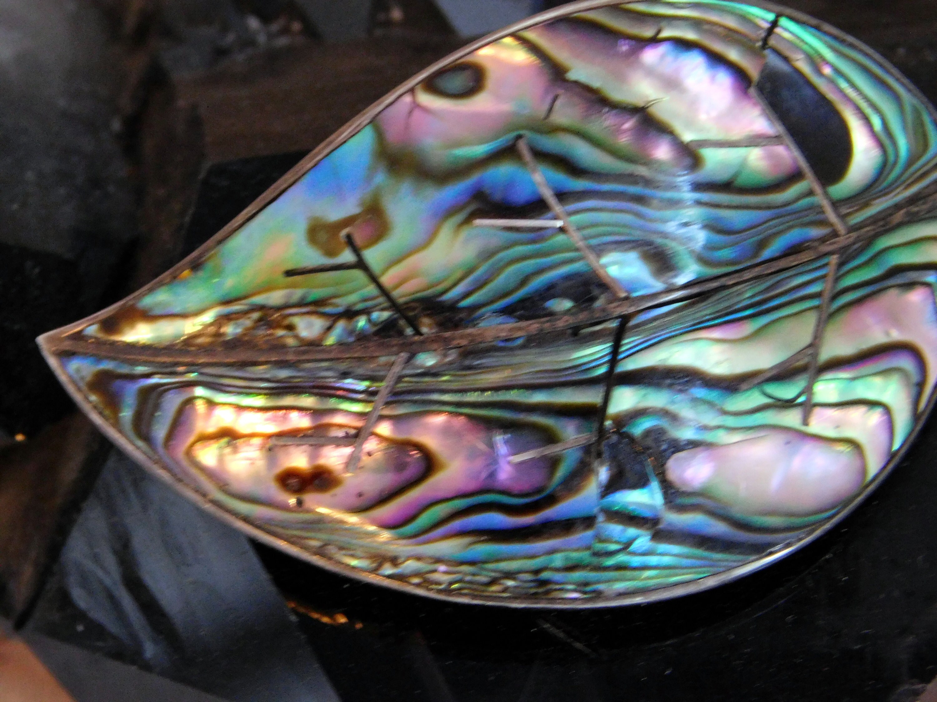 Vintage Mexican Sterling Silver Leaf Brooch W/ Inlaid Abalone - Etsy