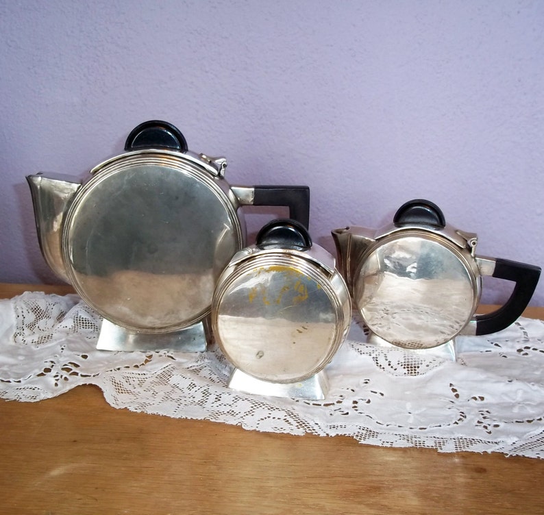 Vintage Art Deco Christofle Silver Plate Tea Set Inspired by Etsy