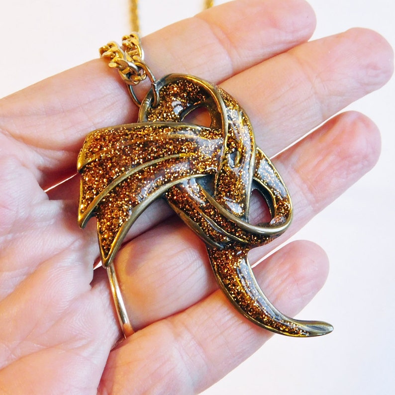 Vintage Gold GlitterInfused EnamelonBrass Pendant