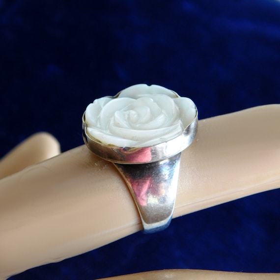 Carved mother of pearl ring best sale