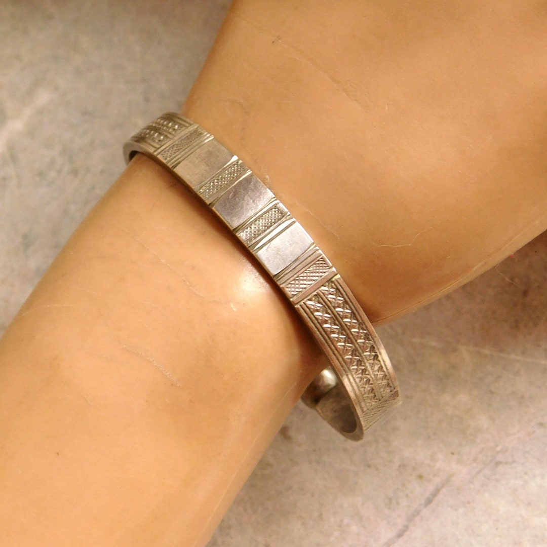 Vintage African Tuareg Sterling Silver Cuff Bracelet