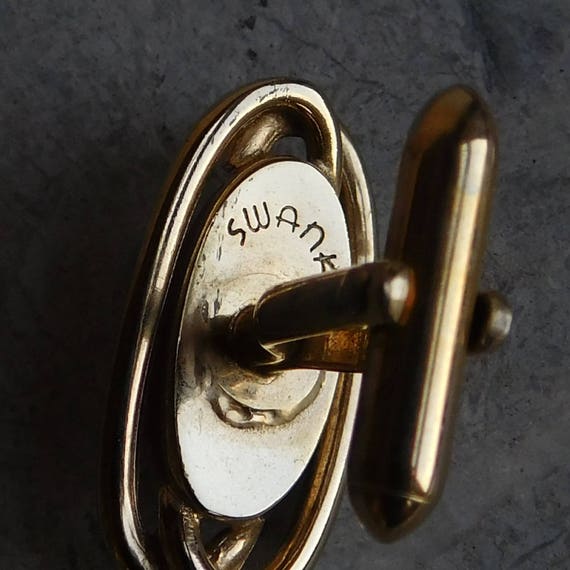 Boutons De Manchette Vintage Swank Argentés Style Modernist - Occasion