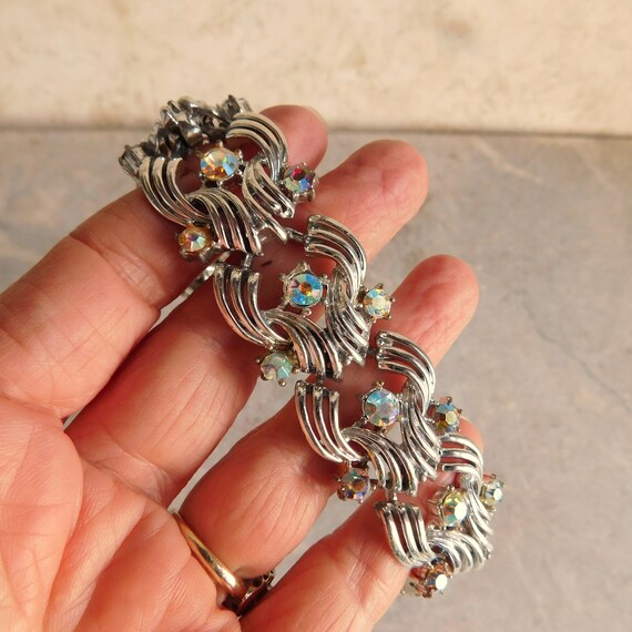Vintage Coro Pegasus Link Bracelet w/ Aurora Bore… - image 8