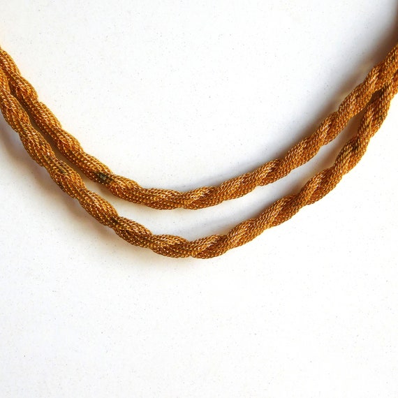 Vintage Mid-Century Goldtone Mesh Twisted Rope Ne… - image 3