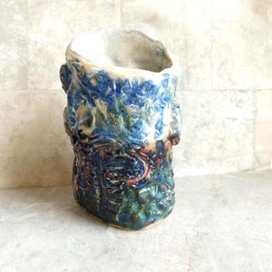 Vintage Signed Studio Pottery Vase - R Frederickson - Drippy Freeform Abstract Ceramics