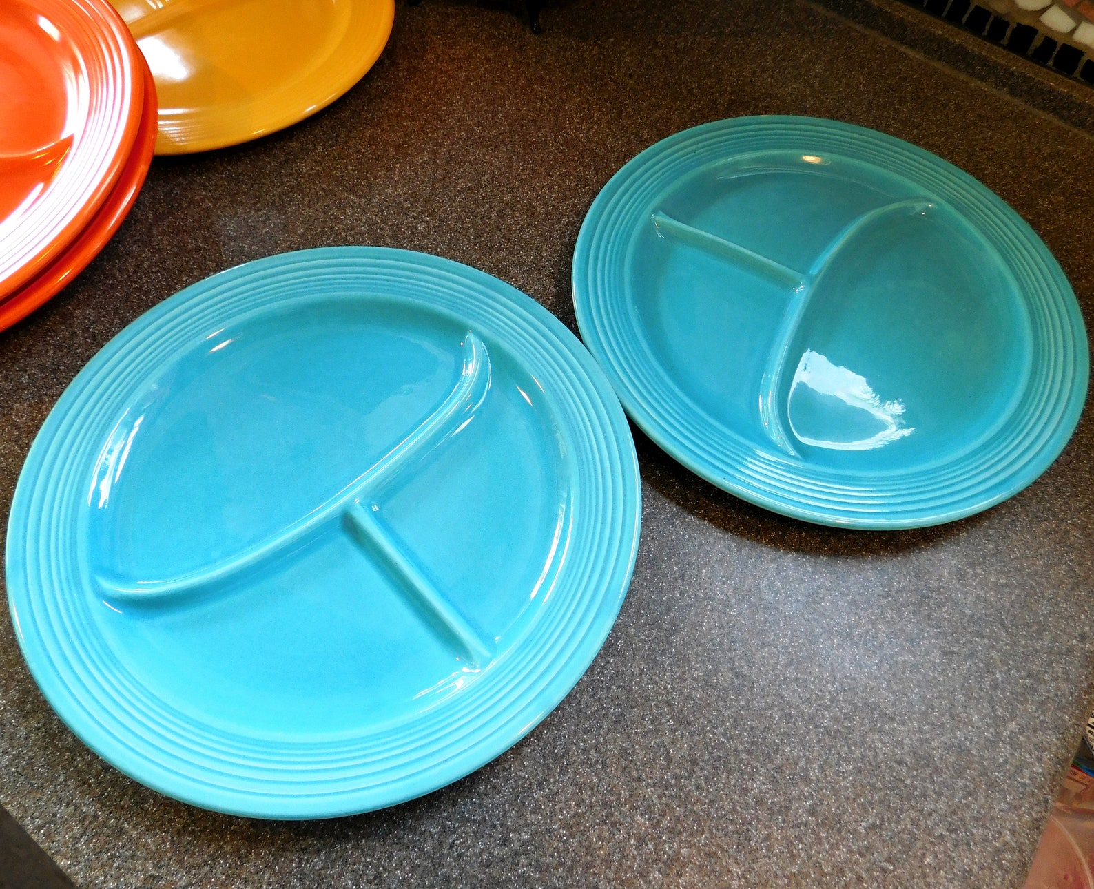 One Vintage OLD Fiestaware Divided Compartment Plate Etsy