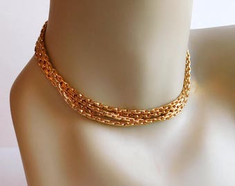Vintage signierte extralange goldfarbene Vendome Halskette - 148 cm - Doppelt oder Dreifach - 1970er 1980er Jahre - Klassische Eleganz - Kostenloser US-Versand