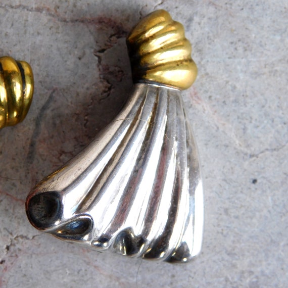 Vintage Mexican Sterling Silver and Brass Puffy E… - image 4
