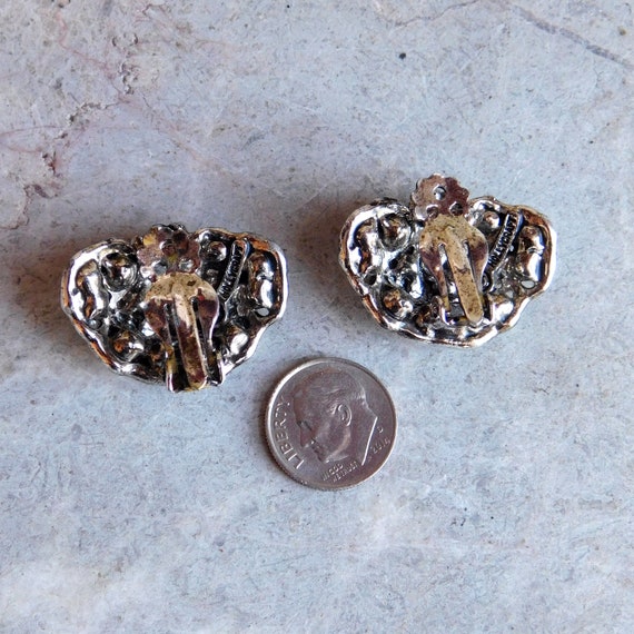 Vintage HOLLYCRAFT Rhinestone Clip Earrings - 195… - image 5