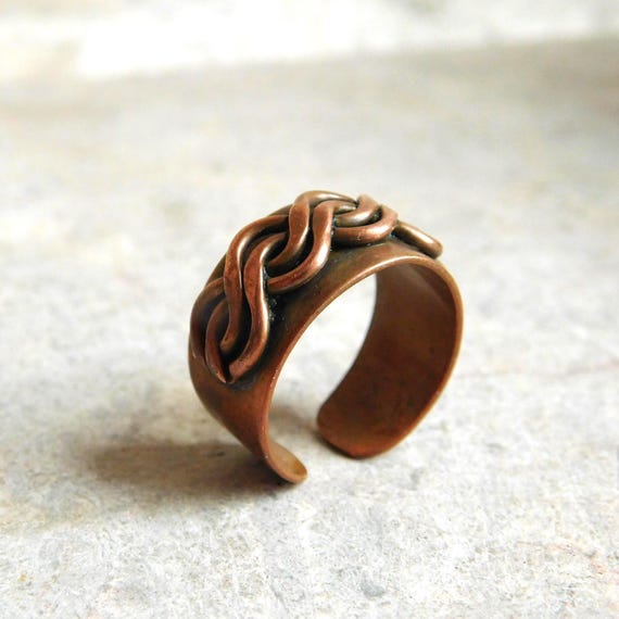 Vintage Mid-Century Solid Copper Ring w/ Twisted … - image 6