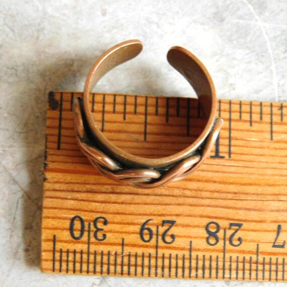 Vintage Mid-Century Solid Copper Ring w/ Twisted … - image 8