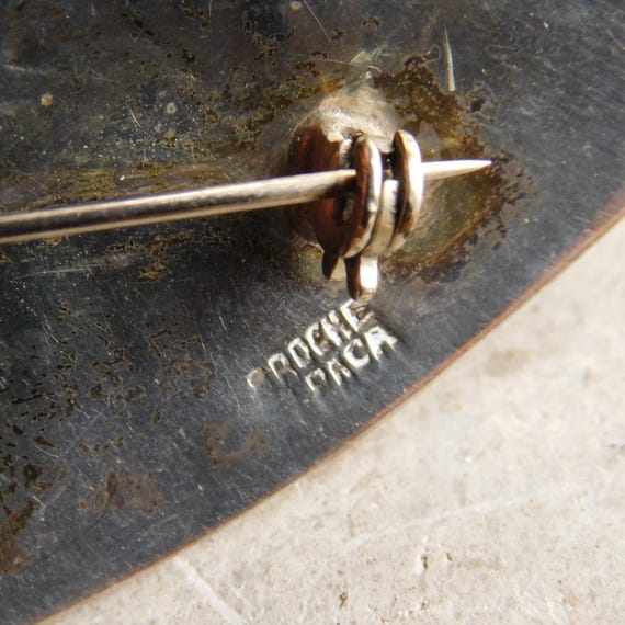 Vintage Mexican Sterling Silver Brooch Signed BJ Plus Matching