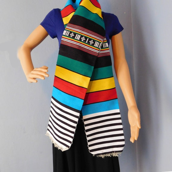 Vintage Guatemala Hand-Woven Cotton Scarf / Wrap … - image 1