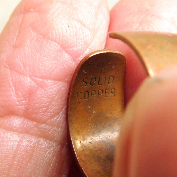Vintage Mid-Century Solid Copper Ring w/ Twisted … - image 7