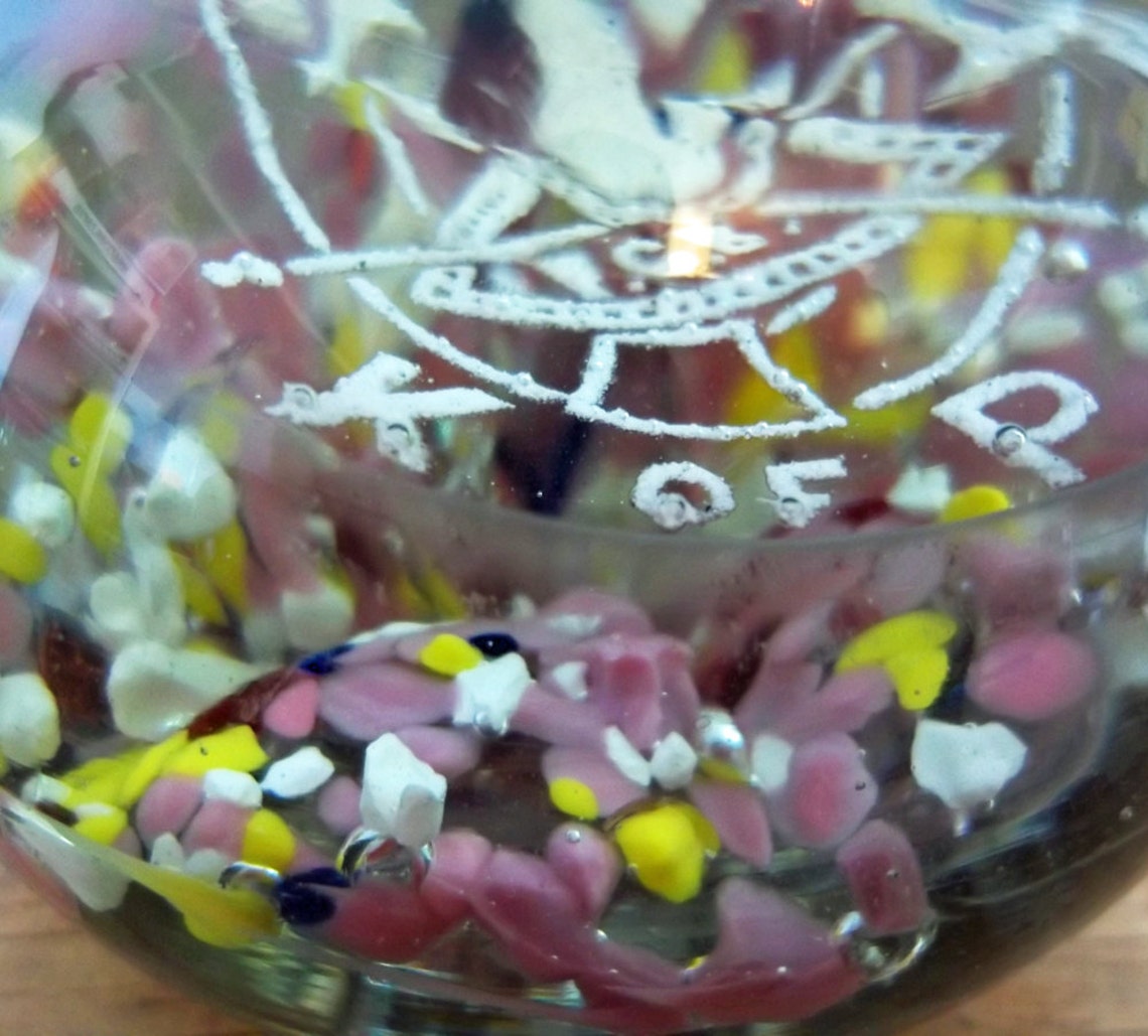 Antique Frit Glass Confetti Paperweight knights of Etsy