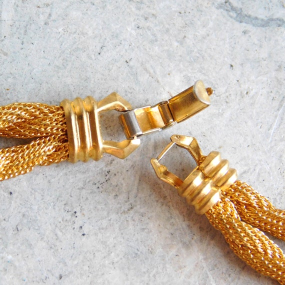 Vintage Mid-Century Goldtone Mesh Twisted Rope Ne… - image 5