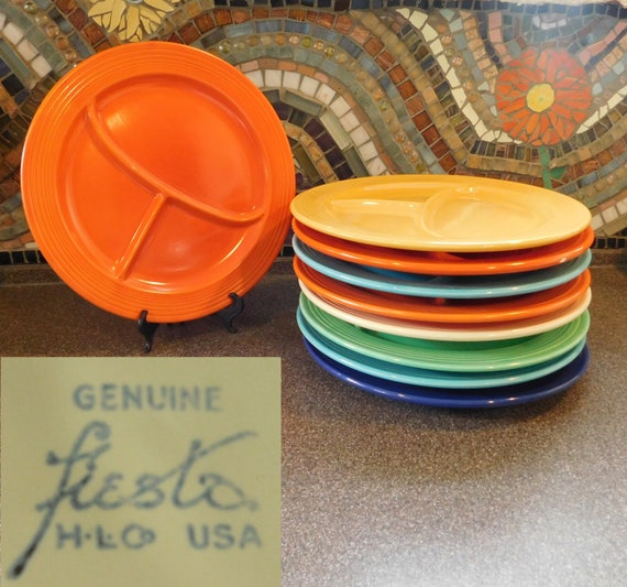 One Vintage OLD Fiestaware Divided Compartment Plate Etsy