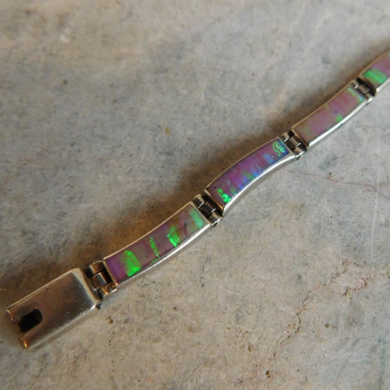 Vintage Mexican Sterling Silver and Opal Link Bra… - image 3