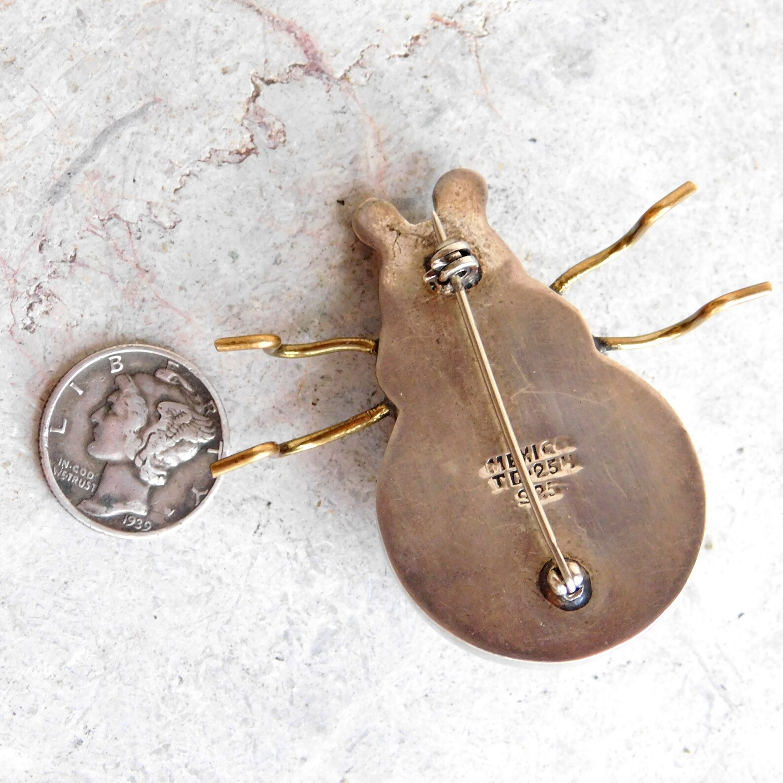 Vintage Mexican Sterling Silver and Goldtone 3-D Bug Brooch - Etsy