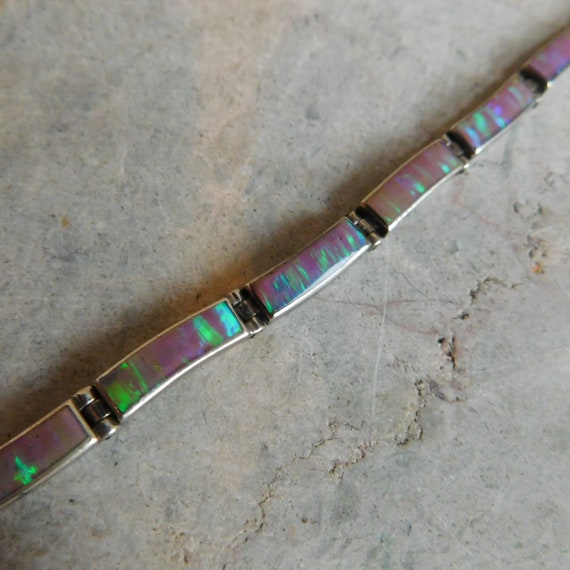 Vintage Mexican Sterling Silver and Opal Link Bra… - image 5