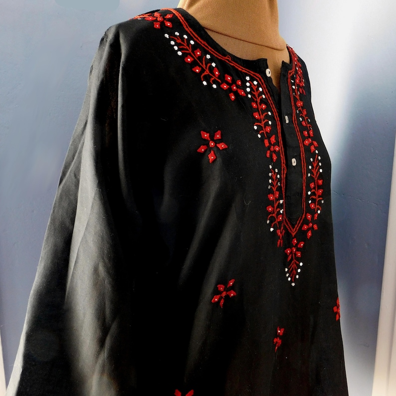 Vintage Handappliqued and Embroidered Gauze Shirt W/ Metal Etsy