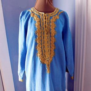 Vintage Sky Blue and Gold Embroidered Caftan Size Small to - Etsy